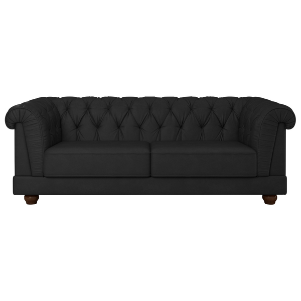 Sofá Living 3 Lugares 220cm Apso Courino Preto - Sallar Home