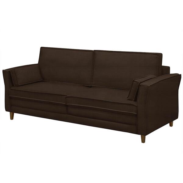 Sofá Living 3 Lugares 220cm Pés Madeira Efraim F05 Veludo Mar