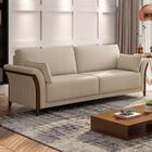 Sofá Living 3 Lugares 222cm Pés Madeira Roya M22 Linho Champa