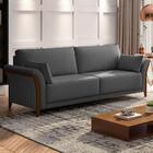 Sofá Living 3 Lugares 222cm Pés Madeira Roya M22 Linho Cinza