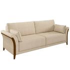 Sofá Living 3 Lugares 222cm Pés Madeira Roya Z32 Linho Champa