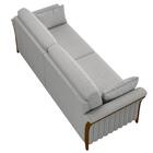 Sofá Living 3 Lugares 222cm Pés Madeira Roya Z32 Linho Cinza