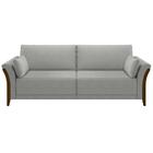Sofá Living 3 Lugares 222cm Pés Madeira Roya Z32 Linho Cinza
