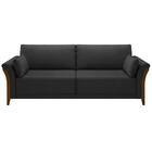 Sofá Living 3 Lugares 222cm Pés Madeira Roya Z32 Pu Preto - M