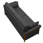 Sofá Living 3 Lugares 222cm Pés Madeira Roya Z32 Pu Preto - M