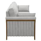 Sofá Living 3 Lugares 222cm Pés Madeira Roya Z32 Veludo Cinza