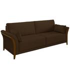 Sofá Living 3 Lugares 222cm Pés Madeira Roya Z32 Veludo Marro