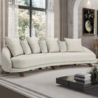 Sofá Living 3 Lugares 265cm Pés Madeira Morales Com Almofadas