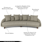 Sofá Living 3 Lugares 265cm Pés Madeira Morales Com Almofadas