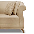 Sofá Living 3 Lugares 2 00m Vênus Linho Dourado Pés Castanho