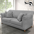 Sofá Living 3 Lugares 2 00m Vênus Veludo Cinza Grafite Pés Ca