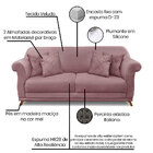 Sofá Living 3 Lugares 2 00m Vênus Veludo Lilás Pés Castanho -