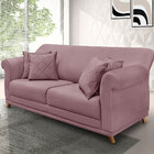 Sofá Living 3 Lugares 2 00m Vênus Veludo Lilás Pés Castanho -