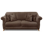 Sofá Living 3 Lugares 2 00m Vênus Veludo Marrom Pés Castanho