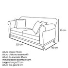 Sofá Living 3 Lugares 2 20m Vênus Suede Azul Marinho Pés Cast