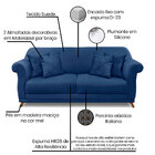 Sofá Living 3 Lugares 2 20m Vênus Suede Pés Castanho - Pallaz