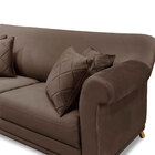 Sofá Living 3 Lugares 2 20m Vênus Veludo Marrom Pés Castanho