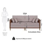 Sofá Living 3 Lugares Bipartido Com Pés Em Madeira Maciça 172