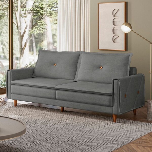 Sofá Living 3 Lugares Com Pés Em Madeira Maciça 210cm Sololá