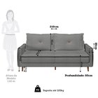 Sofá Living 3 Lugares Com Pés Em Madeira Maciça 210cm Sololá