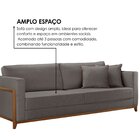 Sofá Living 3 Lugares Linho 234cm Paris Cinza Escuro