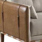 Sofá Living 3 Lugares Linho E Couro Hibrido Myhouse