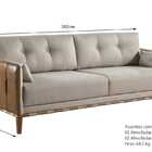 Sofá Living 3 Lugares Linho E Couro Hibrido Myhouse