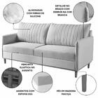 Sofá Living 3 Lugares Persa Tecido Linho Cinza 1,80m