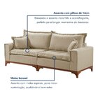 Sofá Living 4 Lugares 240cm Nápoles Pés Madeira    Linho Bege