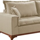 Sofá Living 4 Lugares 240cm Nápoles Pés Madeira    Linho Bege