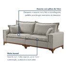 Sofá Living 4 Lugares 240cm Nápoles Pés Madeira    Linho Cinza