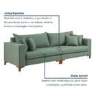 Sofá Living 4 Lugares 280cm Almofadas Soltas Pés Madeira Maci
