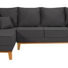 Sofá Living 4 Lugares Beny Chaise Pés E Base Em Madeira Linho