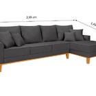 Sofá Living 4 Lugares Beny Chaise Pés E Base Em Madeira Linho