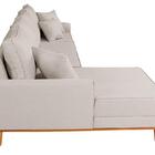 Sofá Living 4 Lugares Beny Chaise Pés E Base Em Madeira Linho