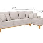 Sofá Living 4 Lugares Beny Chaise Pés E Base Em Madeira Linho
