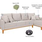 Sofá Living 4 Lugares Beny Chaise Pés E Base Em Madeira Linho