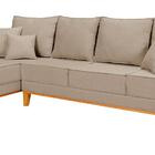 Sofá Living 4 Lugares Beny Chaise Pés E Base Em Madeira Linho