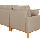 Sofá Living 4 Lugares Beny Chaise Pés E Base Em Madeira Linho