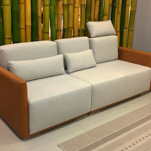 Sofá Living 5 Lugares Braço Fino Slim Tempo 260 Cm Fixo Pé Ma