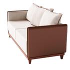 Sofá Living Alabama 4 Lugares Linho Bege Com Couro Marrom 1,8