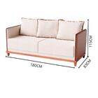 Sofá Living Alabama 4 Lugares Linho Bege Com Couro Marrom 1,8