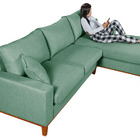 Sofa Living California 4 Lugares Com Chaise Revestido Linho B