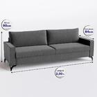 Sofá Living Cama Inbox Kiev 2,00m Linho Cinza