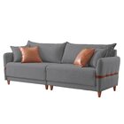 Sofá Living Canela 4 Lugares 225 Cm Linho Cinza/marrom