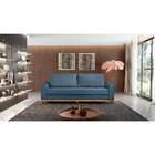 Sofá Living Casal 3 Lugares Alegra Linho Poliéster Azul