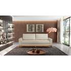 Sofá Living Casal 3 Lugares Alegra Linho Poliéster Palha