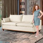 Sofá Living Com Almofas 3 Lugares 220cm Escócia Em Linho