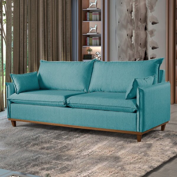 Sofá Living Com Almofas 3 Lugares 240cm Escócia Em Linho