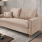 Sofa Living Com Bau Multiuso 3 Lugares Suede Pes Em Madeira